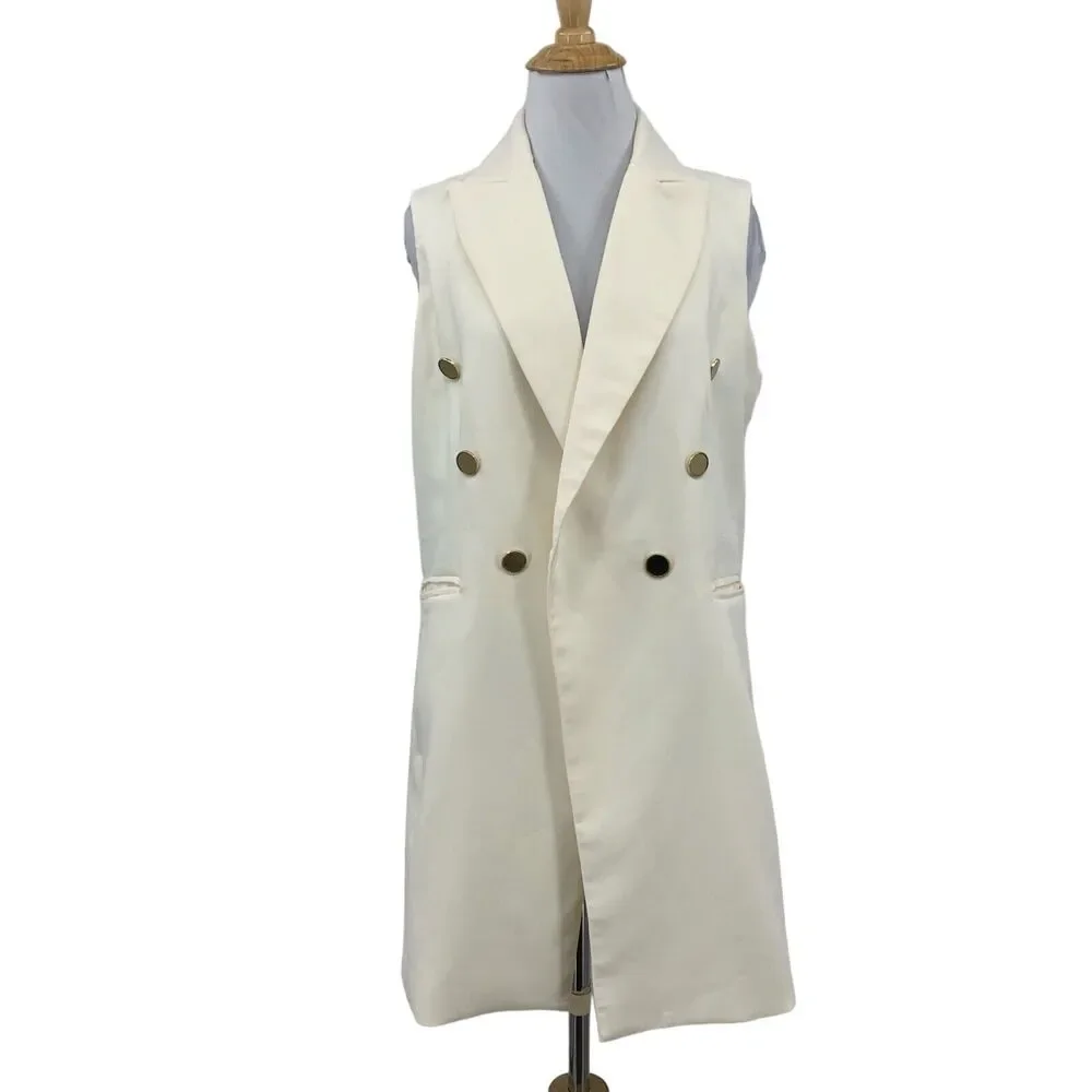 Joie Vest Womens XS Extra Small Faux Button‎ Open Front Sleeveless Notched Tunic